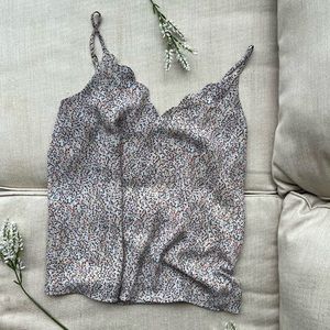 Socialite Confetti Colorful Scalloped Spaghetti Strap Tank Top Size L